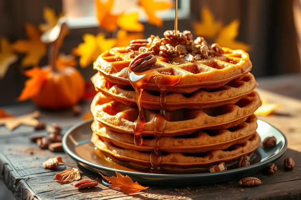 pumpkin pecan waffles