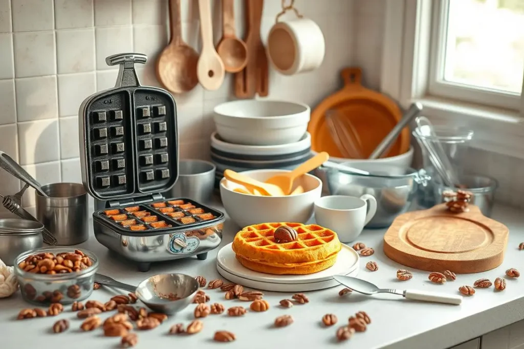 pumpkin pecan waffles