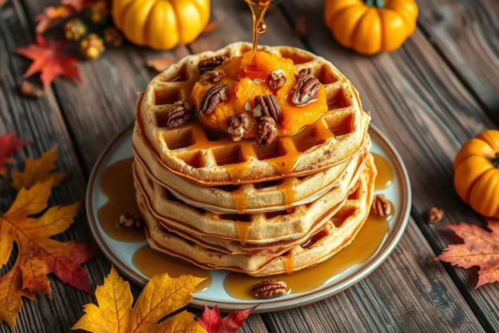 pumpkin pecan waffles