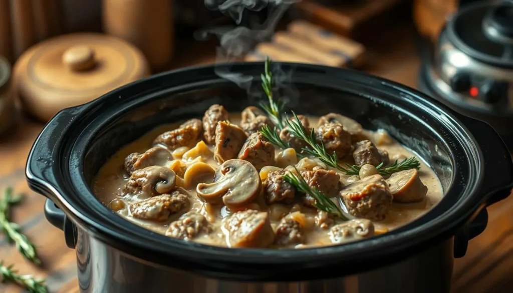 crock pot beef stroganoff