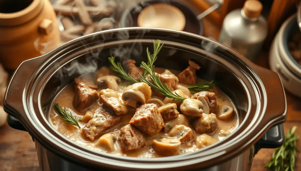 crock pot beef stroganoff
